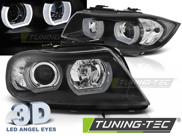 3D LED Angel Eyes Scheinwerfer für BMW 3er E90/E91 05-08 schwarz